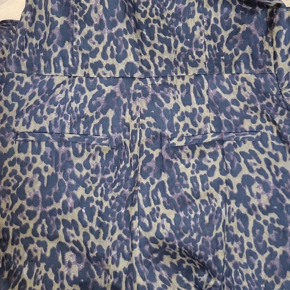 Banana Republic Black Brown Linen Blend Leopard Print Pocket Tie Waist Jumpsuit